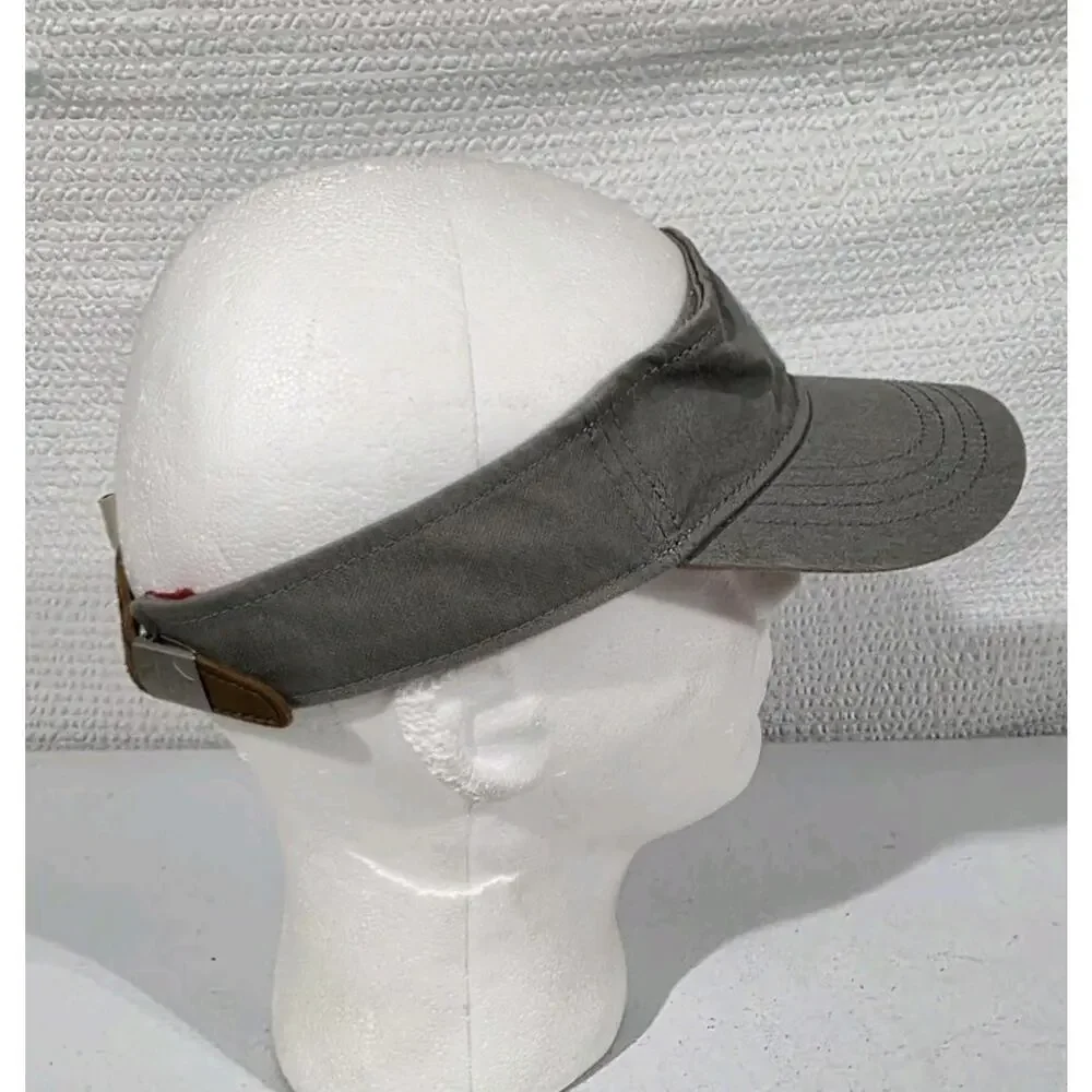 True Religion Sample Visor Hat Gray Blue Horseshoe Logo Leather Strap Paramount